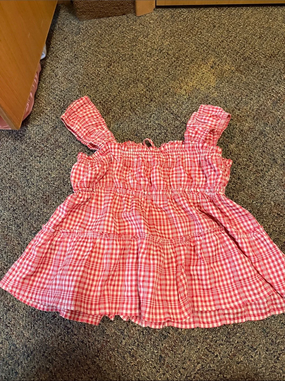 Rewind Red Gingham Button-Front Ruffle Tank - Picture 2 of 3